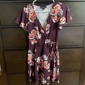 Deep Plum Fall Floral Mini Dress